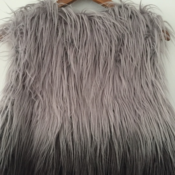 BCBGMaxAzria Black and Gray Ombre Faux Fur Vest - Picture 12 of 16
